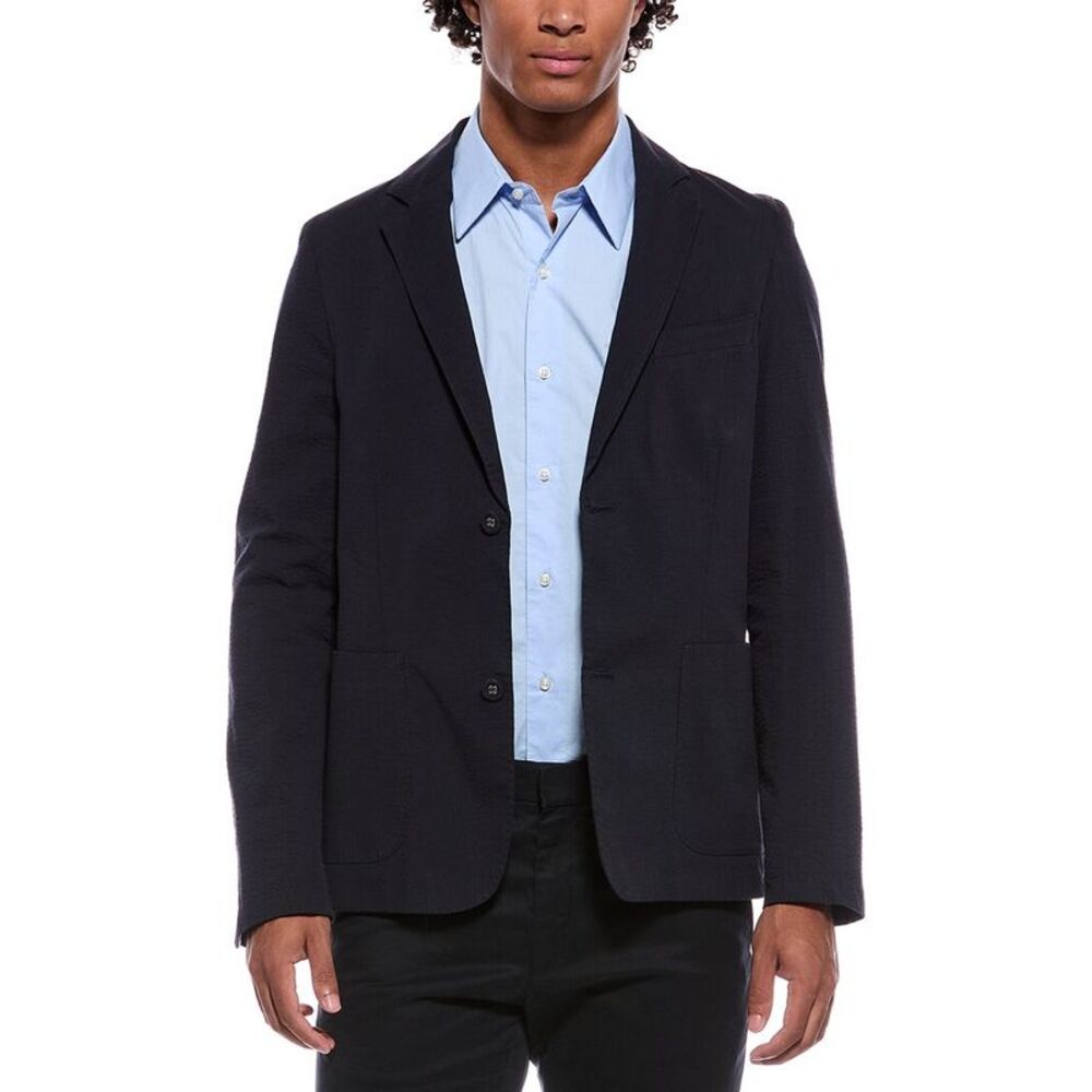 Officine Générale Mens Officine Generale Nehemiah Seersucker Jacket, Navy